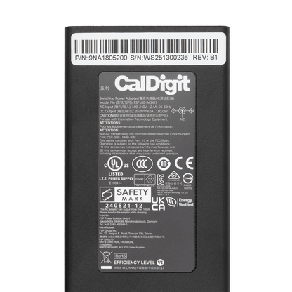 Thunderbolt 5 Element 5 Hub Power Adapter - Bottom Label View