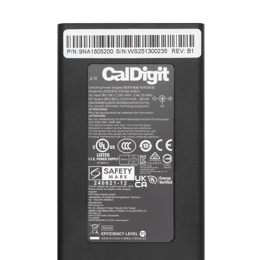 Thunderbolt 5 Element 5 Hub Power Adapter - Bottom Label View