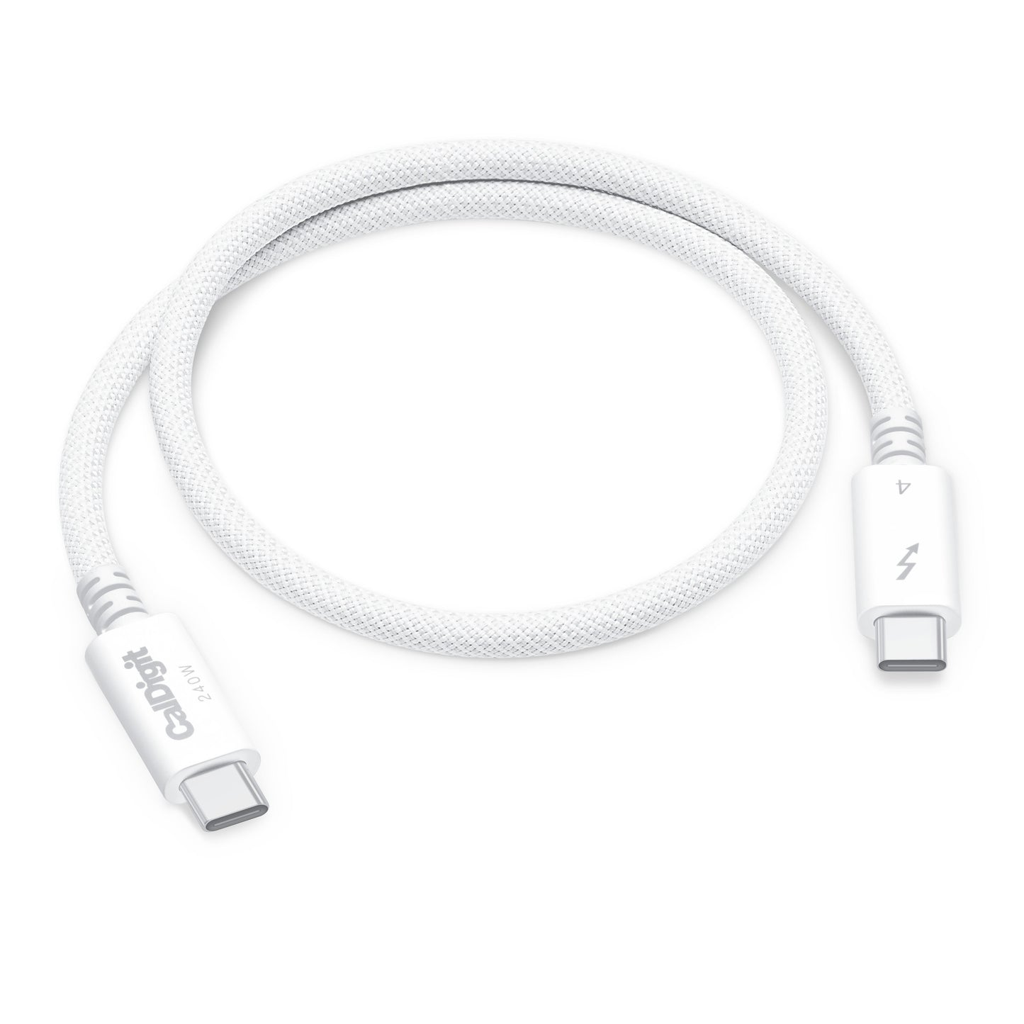 White Thunderbolt 4 cable on a white background