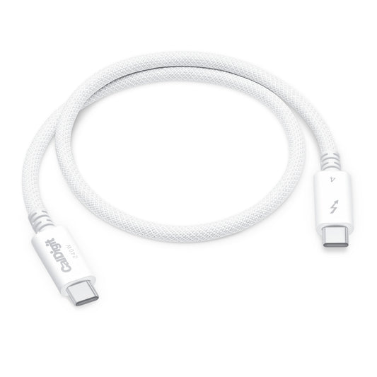 White USB-C cable on a white background