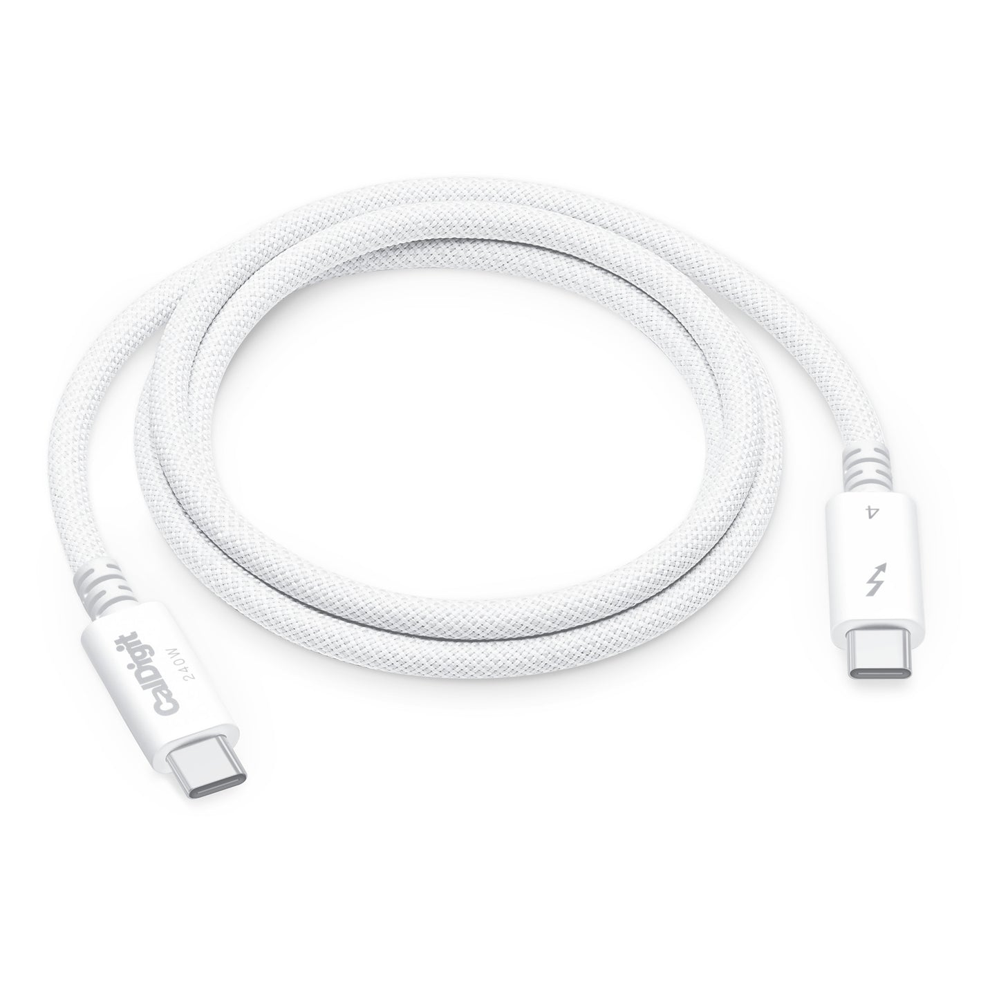 White Thunderbolt 4 cable on a white background