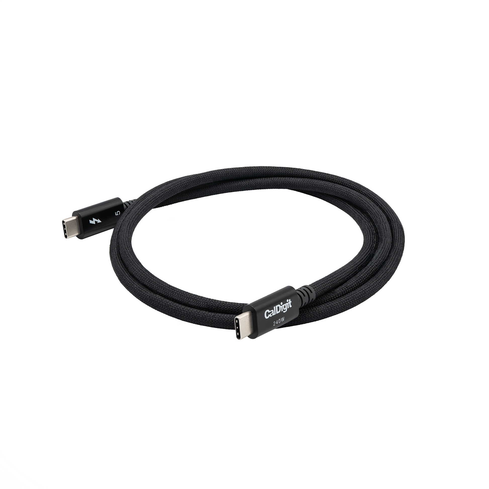 Black cable with USB connectors on a white background