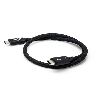 Black Thunderbolt 5 cable on a white background