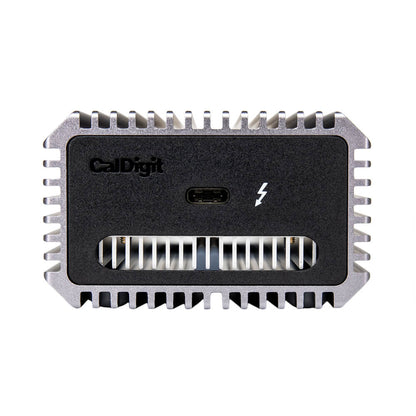 CalDigit Connect 10G with USB-C port and lightning bolt symbol on a white background